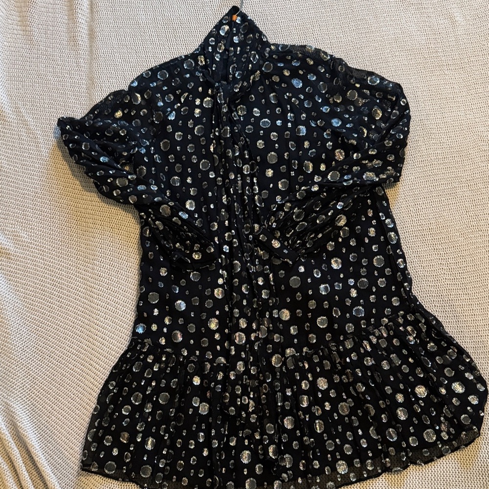 Kate Spade Black and Silver Polka Dot Women's Top
